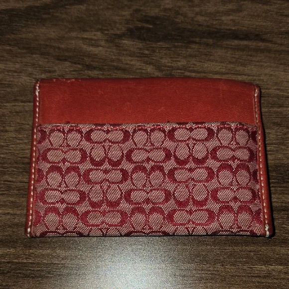Coach Red Wallet with Signature Design - Picture 2 of 13